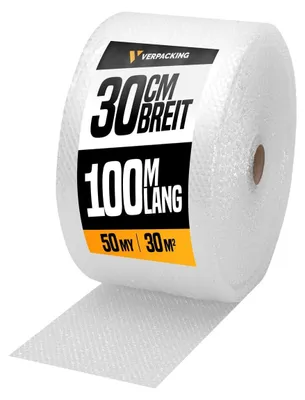 Image de Film à bulles de 30 cm x 100 m - épaisseur 50 my - Matériau d'emballage