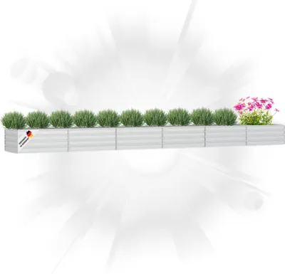 Produktbild von DELUKE® Hochbeet für Garten OSKAR Silber | 600x80x45cm | Verzinkter Stahl | Wetterfest | Gartenbeet Kräuterbeet Blumenbeet Beet hoch Frühbeet für Garten Gemüsebeet