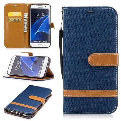 Imagen del producto de Funda de mezclilla para Samsung Galaxy S7 Edge, protector de teléfono, funda, carcasa, color azul oscuro