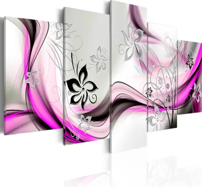 Produktbild von Leinwandbilder 200x100 cm a-A-0013-b-o Vlies Leinwandbild 5 tlg Kunstdruck modern Wandbilder XXL Wanddekoration Design Wand Bild ABSTRAKT BLUMEN ORNAMENT