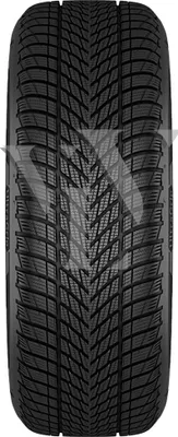 A close-up, top-down view of a tire tread pattern.