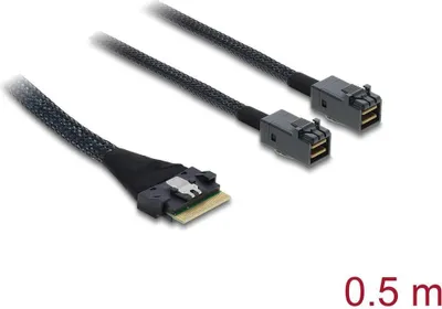 Zdjęcie produktu dla DeLOCK 82156, 0,5 m, Slim SAS SFF-8654 8i, 2 x Mini SAS HD SFF-8643, Prosty, Prosty, Męska/Męska
