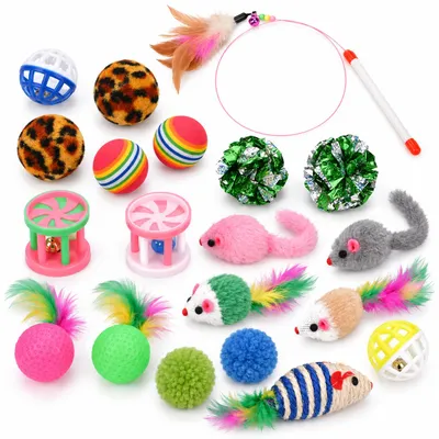 Produktbild von 20 TLG. Set Katzenspielzeug Spielzeug für div. Katzen, Schonend für Zähne und Pfoten