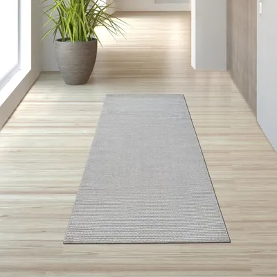 Produktbild von Wohnzimmer Niedrigflor Teppich Pflegeleicht mit modernem Design in grau Größe - 80 x 150 cm