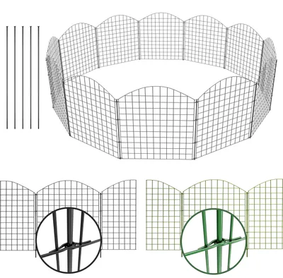 Produktbild von NewHabitat | 15x Teichzaun Steckzaun aus Metall Anthrazit