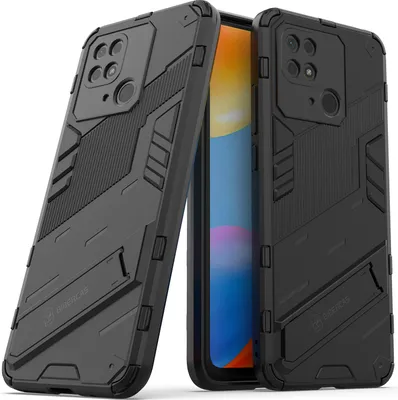 Obrázek produktu pro Pouzdro pro Xiaomi Redmi 10C Hybridní PC TPU Nárazuvzdorné Ochranné Pouzdro s Funkcí Stojanu černé