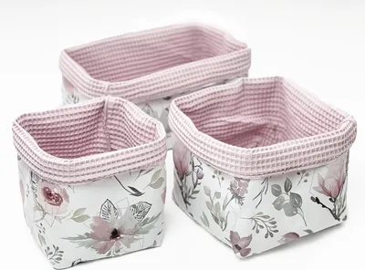 Produktbild von Aufbewahrungskorb Wickeltisch für Babys, 3 Stück, Organizer Wickeltisch, Aufbewahrungsbox Badezimmer (Blumen)