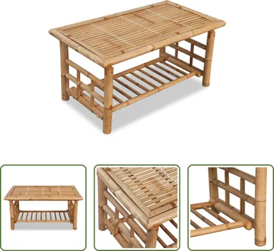 Image de The Living Store Table basse en bambou 90x50x45 cm