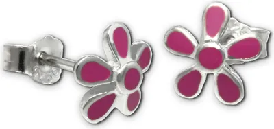 Produktbild von Teenie-Weenie Ohrstecker für Kinder 925 Silber pink Blume Ohrringe 6mm SDO209P