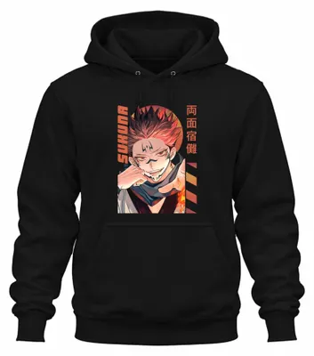 Produktbild von Sukuna Jujutsu Kaisen Ryomen Dämon Flamme Manga Anime Hoodie Kapuzenpullover, Schwarz, XXL