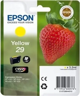 Produktbild von Epson Strawberry Singlepack Yellow 29 Claria Home Ink, Standardertrag, Gelb, Tinte auf Pigmentbasis, 3,2 ml, 1 Stück(e), 180 Seiten