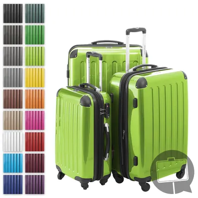 Image de HAUPTSTADTKOFFER - Alex - Set de valises 3 tailles valises à coque dure Trolleys extensible, 4 roulettes, coque dure brillante Set de valises de voyage, expandable travel luggage,Apfelgrün