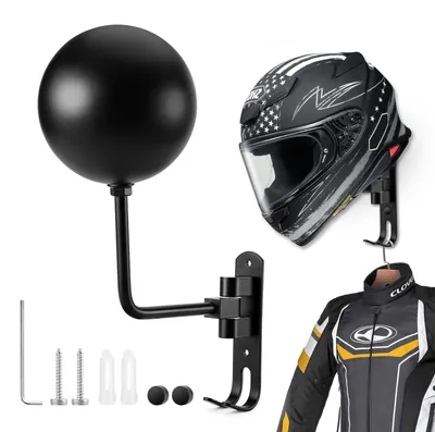 Helmhalter Wandmontage mit Haken für Motorradhelm, Hutablage, schwarz