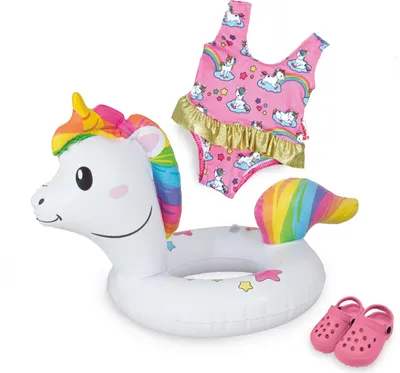Produktbild von rosa Schwimm-Set Einhorn für Puppen von 35-45 cm 3-teilig