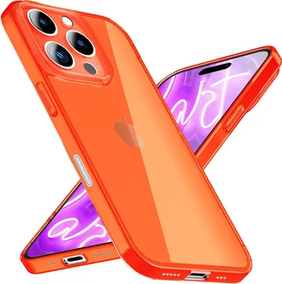 Produktbild von NALIA Neon Silikonhülle für iPhone 16 Pro – Knallige Signal-Farbe & Linsenschutz – VIBE (Transparentes Case) – Marke aus Berlin – Orange