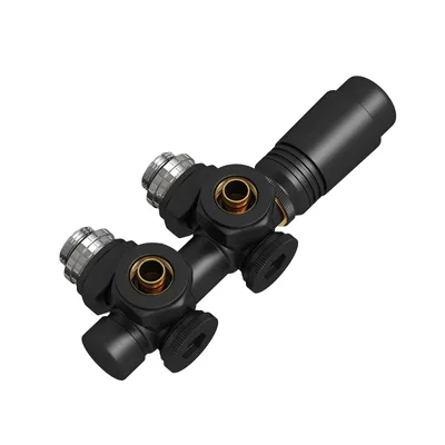 Zdjęcie produktu dla Zestaw multibloków termostatu grzejnikowego EMKE Złączka przyłączeniowa z termostatem do grzejników prostych φ16xG1/2" i φ15xG1/2" czarna