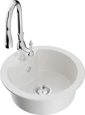 Produktbild von Mexen Diego 1-Becken-Granit-Spüle mit Mischbatterie Savita, Weiß - 6512-20-672601-00