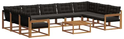 Produktbild von vidaXL Outdoor-Sofagarnitur mit Kissen 10 pcs Natürlich und Schwarz