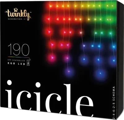 Zdjęcie produktu dla Twinkly Icicle 190 RGB LED, sople, 5x0,5 m, IP44