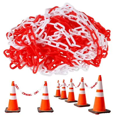 Absperrkette 25 m, 6 mm, rot-weiß, Kunststoff
