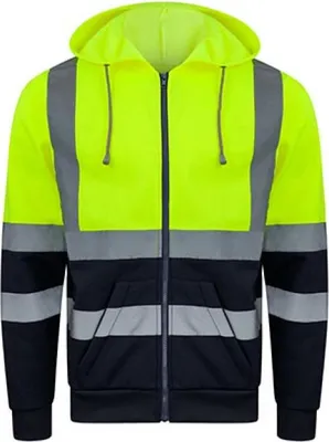 Produktbild von Korntex KXZHO | Hi-Vis Workwear Hooded Sweat-Jacket Galway - Farbe: Signal Yellow/Navy - Größe: S