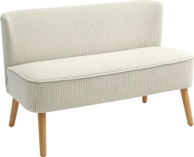 Immagine prodotto di Divano HOMCOM, modello moderno per 2 persone, senza braccioli, divano imbottito con aspetto in corda, color crema