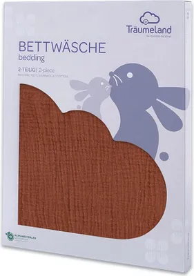 Produktbild von Träumeland Bettwäsche Baumwollmusselin terrakotta 100/135 + 40/60 cm