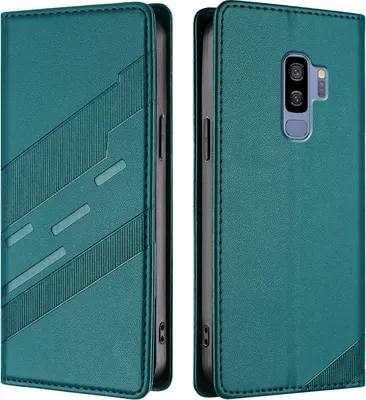 Obrázek produktu pro Pouzdro pro Samsung Galaxy S9+,Polyuretankožené peněženkové pouzdro s přihrádkou na karty a funkcí stojánku Grün