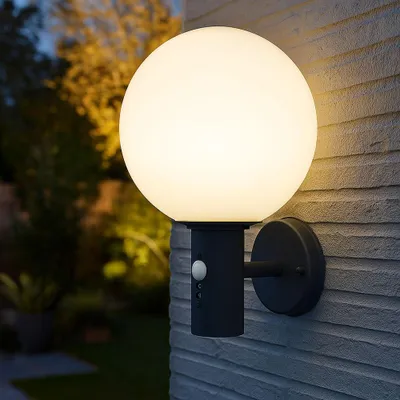 Produktbild von LED Wandleuchte, Bewegungssensor, Glas Alu, Anthrazit, IP44
