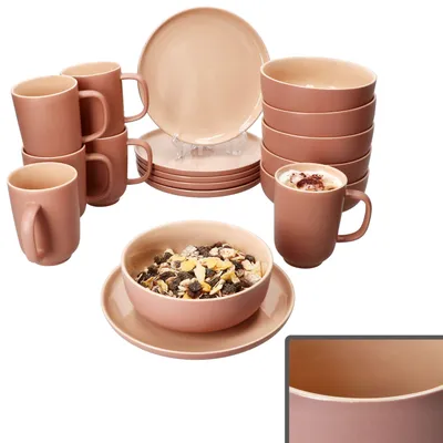 Produktbild von Ritzenhoff Jasper 18tlg Frühstücksset Puder Steingut Teller Becher Schale