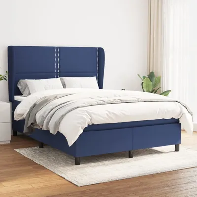 Produktbild von The Living Store Boxspringbett mit Matratze Blau 140x190 cm Stoff