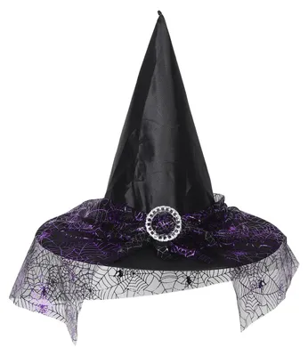 Hexenhut aus Mesh, 38x35x35 cm, lila, für Halloween-Kostüme