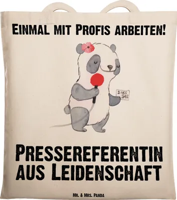 Produktbild von Mr. & Mrs. Panda Shopping Tasche Pressereferentin Leidenschaft - Transparent - Geschenk, Tote Bag, Spruch, Studium, Laptoptasche, Schultasche, Witzig, Jutebeutel, Lustig
