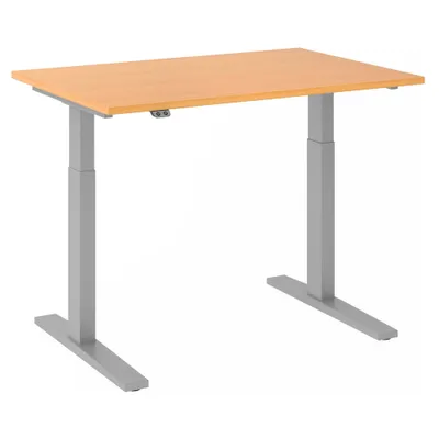 Image de Bureau réglable en hauteur XMKA | 2-moteurs | 120-180 cm | électrique | hêtre, couleur:argent, taille du plateau:120 x 80 cm