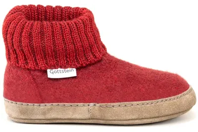 Produktbild von Gottstein Alpine Boot LE Kinder Hüttenschuhe mit Ledersohle Rot, 48/405-1353