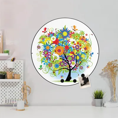 Produktbild von Design Stahlmagnettafel Schwarz Rund 47cm Märchenzauberbaum
