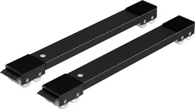 Productafbeelding van Mobiele set bestaande uit 2 wasmachineonderstellen, transportrollers voor wasmachine en koelkast, geschikt voor afmetingen van 44 cm tot 70,5 cm, met 24 wielen, voorzien van rem, kleur zwart