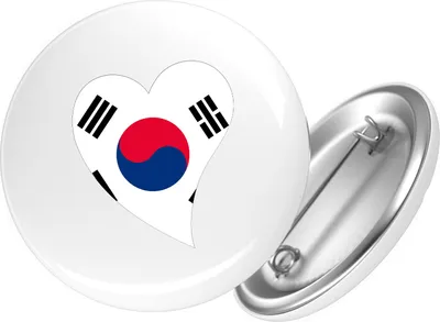 Produktbild von Huuraa Button Südkorea Flagge Herz 25mm rund mit Sicherheitsnadel Ansteckbutton Geschenkidee