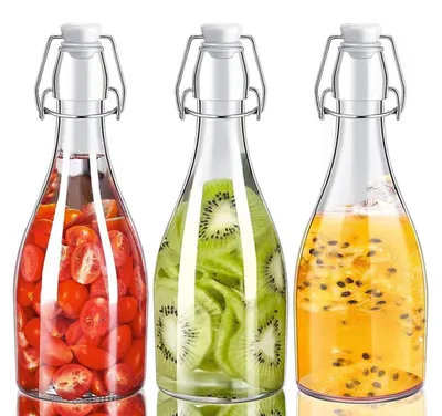 Glasflaschen mit Bügelverschluss, 3er-Set, 16 oz, für Getränke