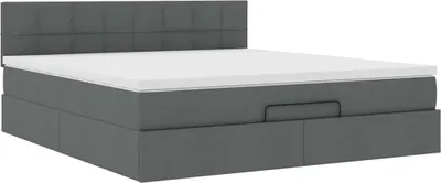 Produktbild von Ottoman-Bett mit Matratze Dunkelgrau 180x200 cm Stoff