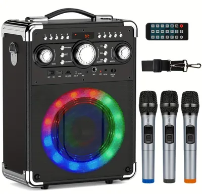 Image de Machine de karaoké portable - Enceinte de karaoké - Enceinte de fête - Enceinte Bluetooth - Haut-parleur