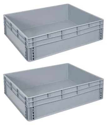 Produktbild von 2 Eurobehälter mit 2 Griffleisten, 800x600x220 mm, grau