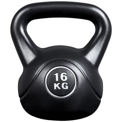 Zdjęcie produktu dla Yaheetech – kettlebell o wadze 16 kg, z obudową z tworzywa sztucznego, kettlebell betonowy, okrągłe obciążniki, hantle do ćwiczeń w domu