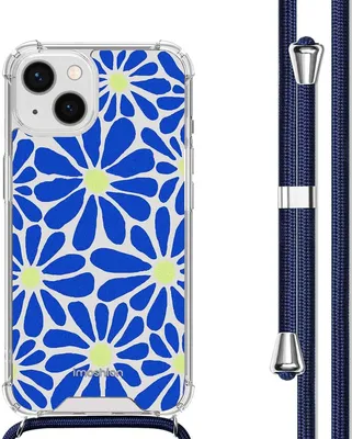 Produktbild von imoshion Design Hülle mit Band iPhone 13 - Cobalt Blue Flowers Connect