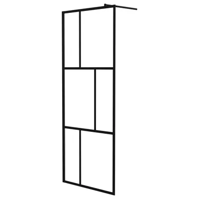 Produktbild von vidaXL Duschwand für Begehbare Duschen mit Hartglas Schwarz 80x195 cm