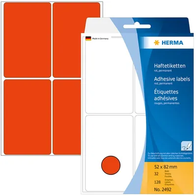 Produktbild von Vielzweck-Etiketten 52x82mm rot VE=10x128 Stück