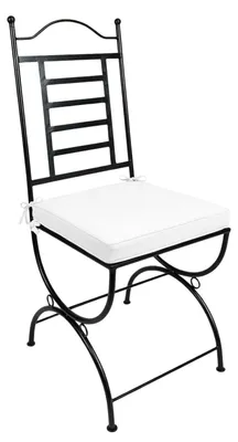 Immagine prodotto di ORIGINALE Sedia da giardino orientale in metallo nero La Linea | Sedia da balcone marocchina Incl. cuscino di seduta cuscino di sedia | Sedia in ferro come sedia da bistrot | Decorazione mediterranea in giardino o sul balcone