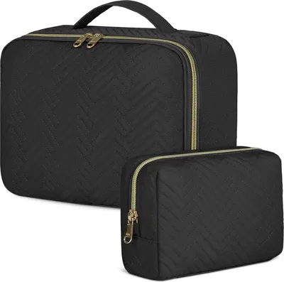 Produktbild von Gepolsterter Reisebeutel für Damen 2er Set Wasserabweisender Make-up-Beutel Großes Make-up-Set für Reisen in Blau