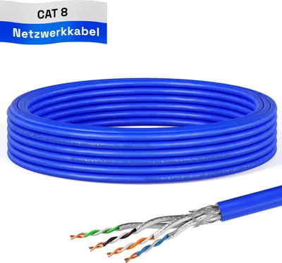 Produktbild von hb-digital CAT 8 Kabel 10m Verlegekabel max. 2000 MHz S/FTP AWG22 LSZH blau