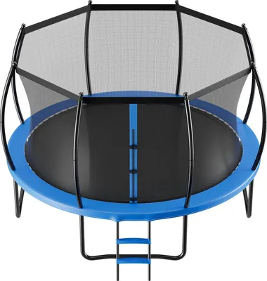 Produktbild von SucceBuy Outdoor-Trampolin Bodentrampolin 305 x 305 cm mit Sicherheitsnetz & verstärkter Polsterung, ASTM-, robustes Trampolin, max. 150 kg belastbares Gartentrampolin für Kinder